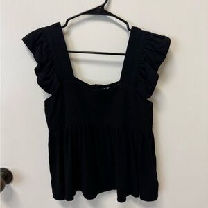 Miou Muse Chic Black Ruffled Sleeve Blouse size small